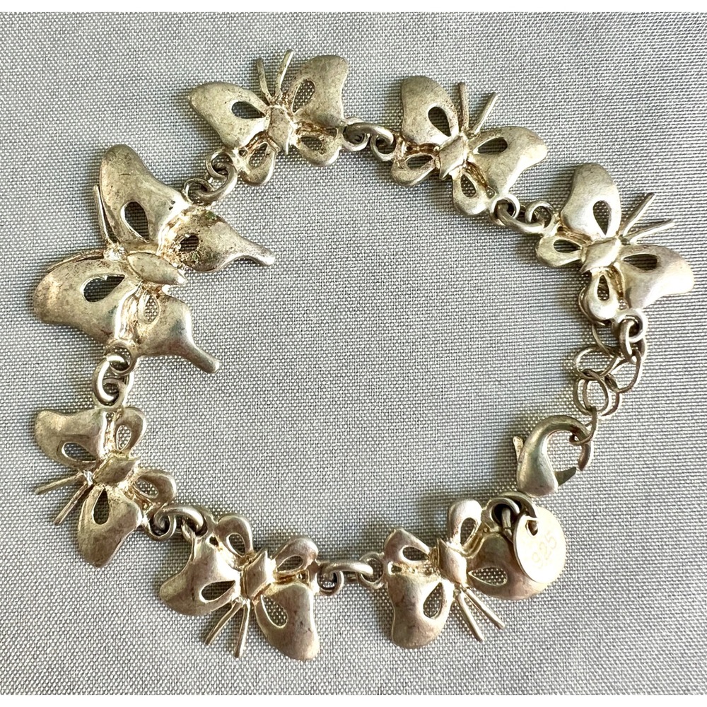 Kids' Sterling Silver 925 Butterfly Link Bracelet 6" Adjustable